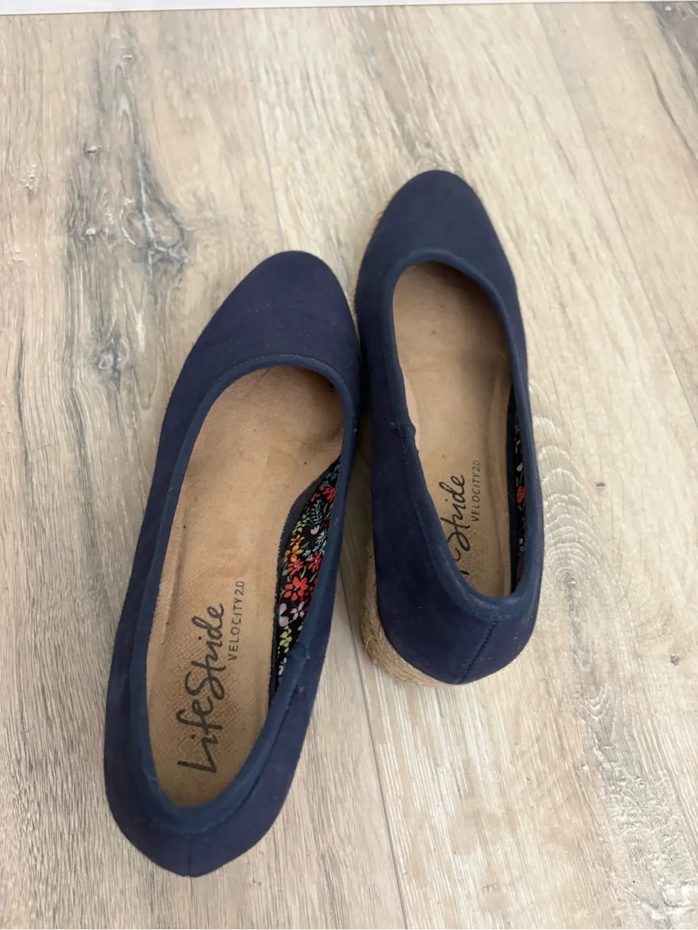Life Stride Navy Canvas Wedge Espadrille